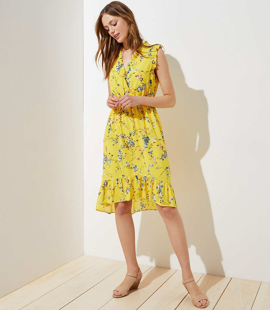 Loft Floral Ruffle Flounce Dress