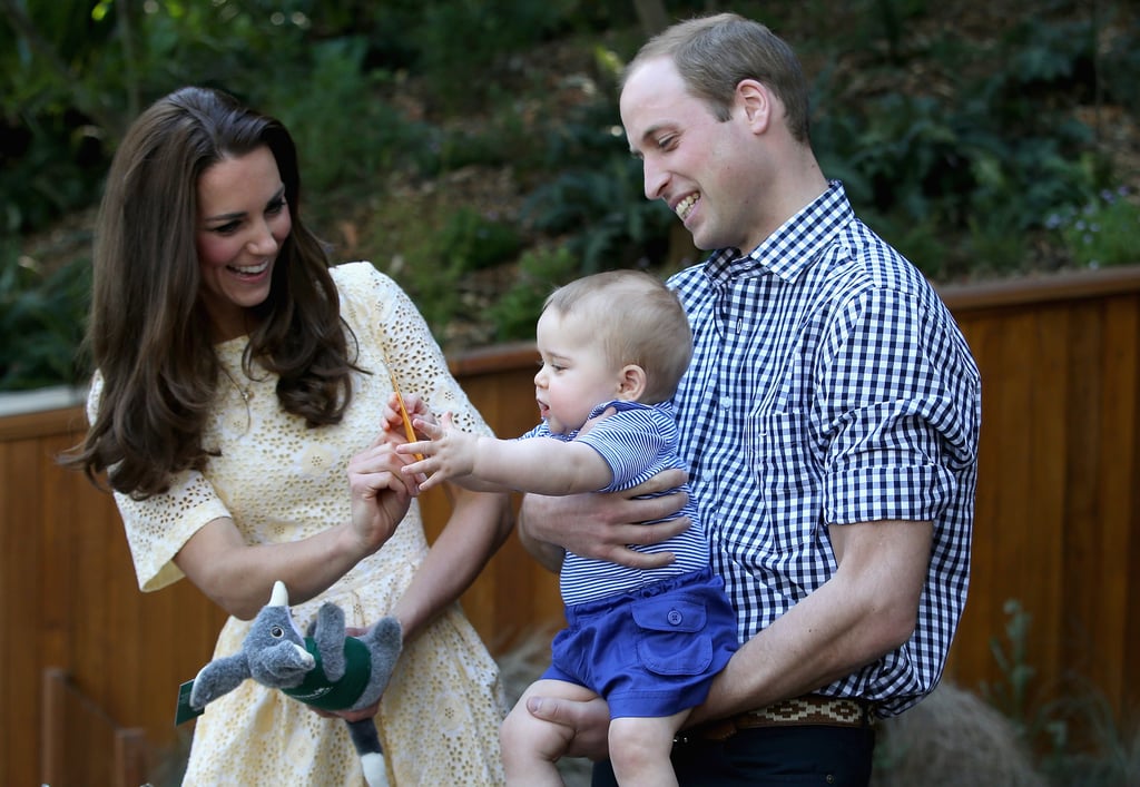 Prince William held on to Prince George while Kate Middleton played with him at the zoo in Sydney, Australia in April 2014.