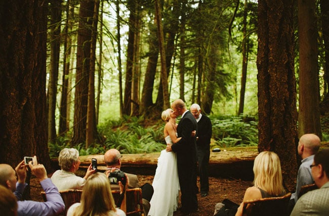An Elopement in a Dark, Hidden Forest Makes This Bride's Dress Stand Out Even More