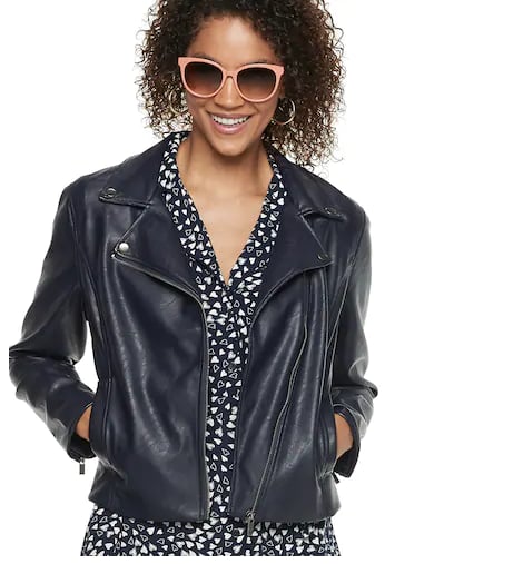 Crop Faux-Leather Moto Jacket