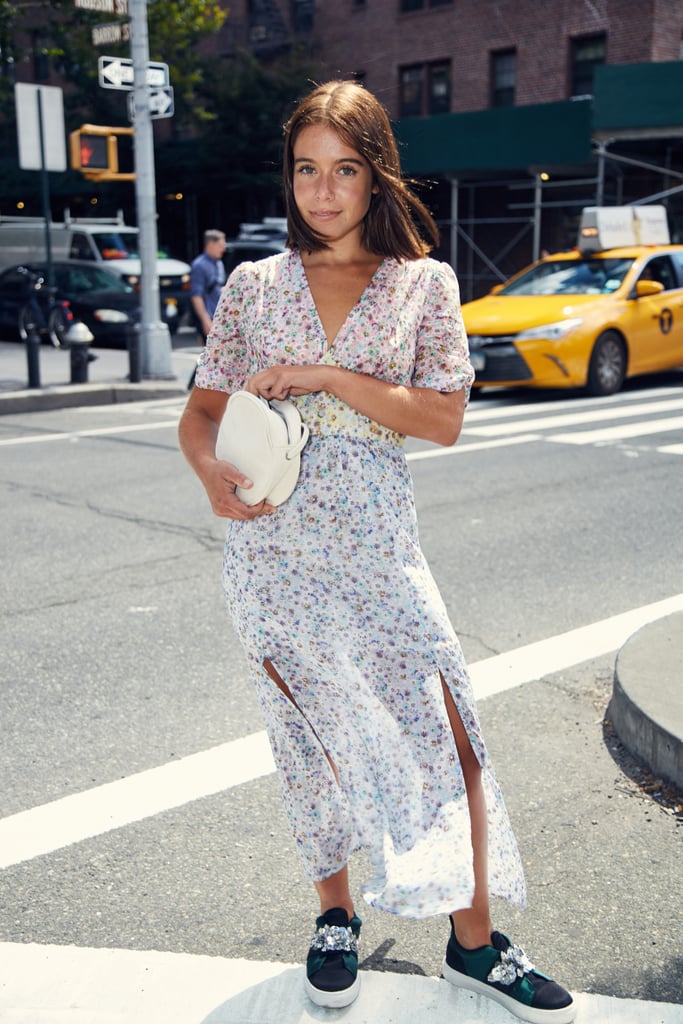 On Sarah: Topshop dress, Asos shoes, and Urban Outfitters bag.