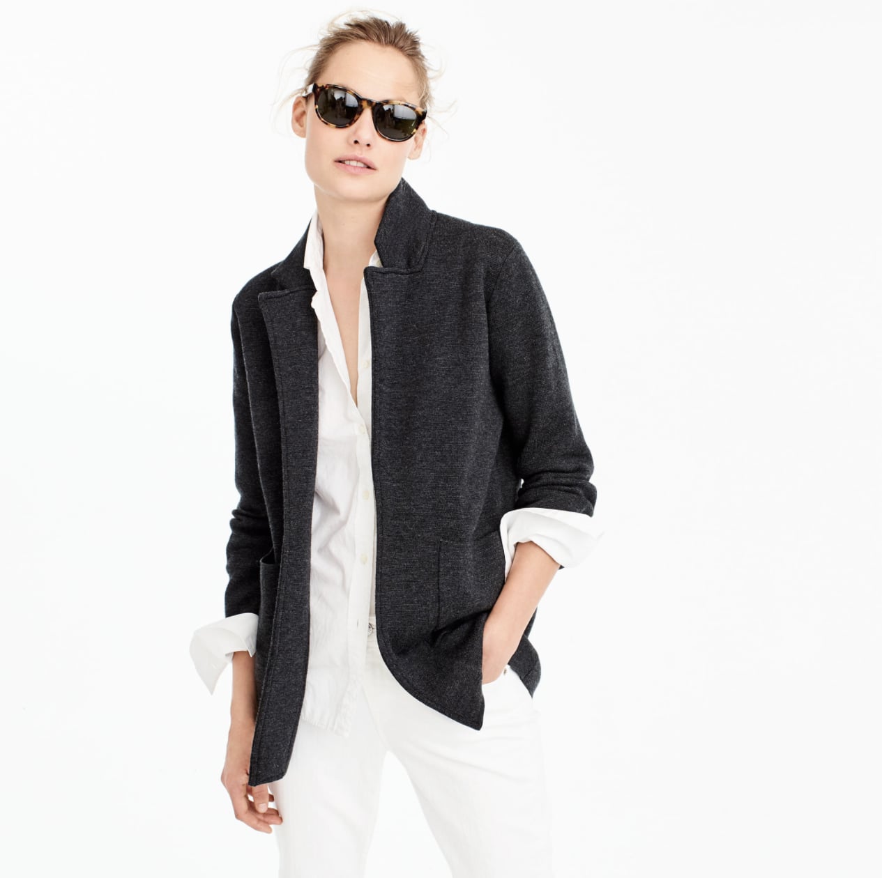 open front sweater blazer