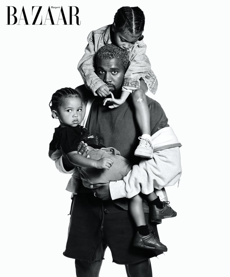 Kanye West With His Daughter North and Son Saint