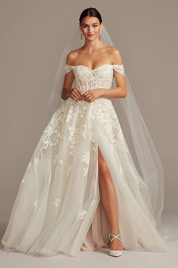 A Line Wedding Dress With Sparkle Tulle