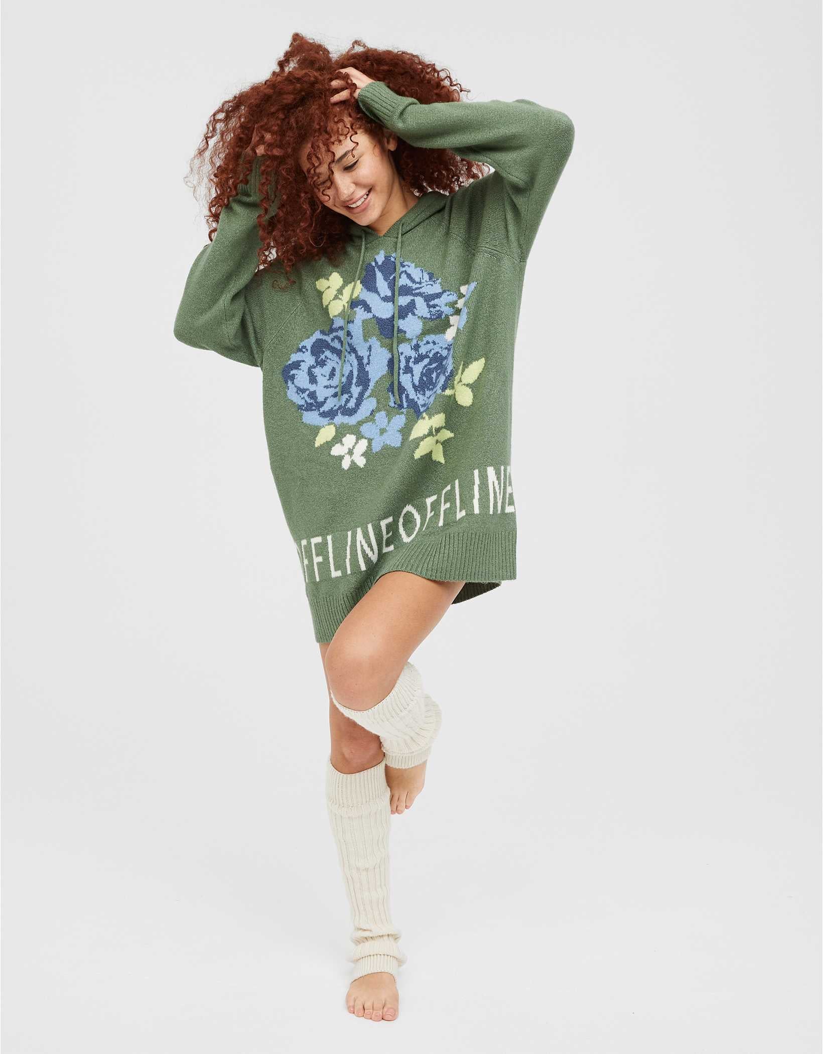 Aerie Intarsia Sweater Hoodie 