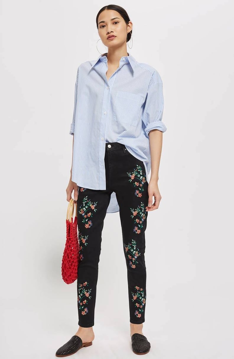 TOPSHOP Jamie Embroidered Ankle Skinny Jeans