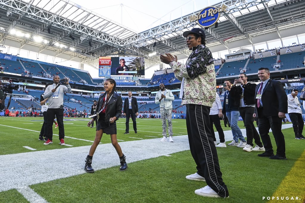 Blue Ivy Playing Football at the Super Bowl 2020