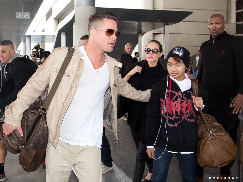 Angelina Jolie, Brad Pitt, and Maddox at LAX