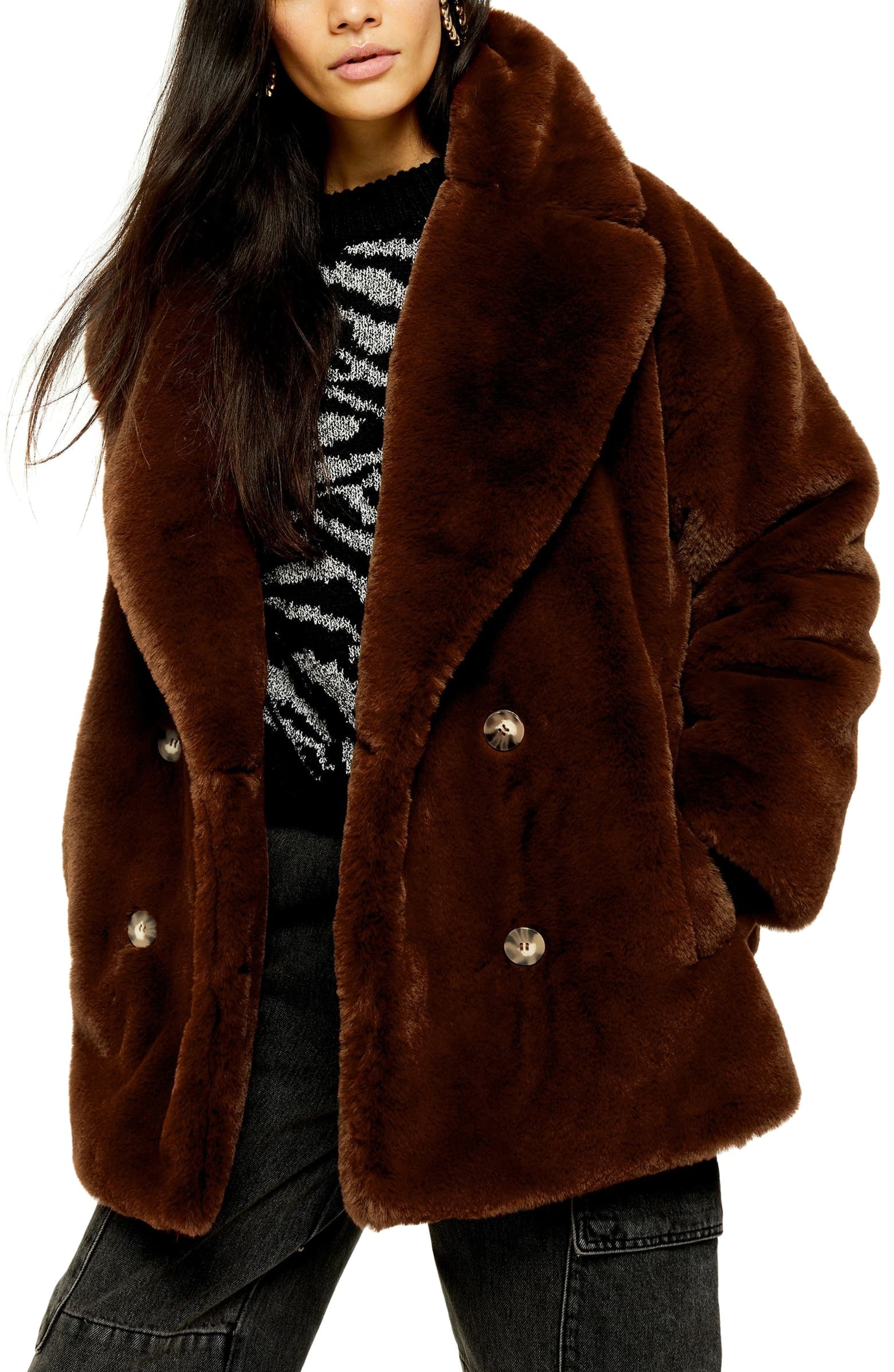 faux fur long coat womens