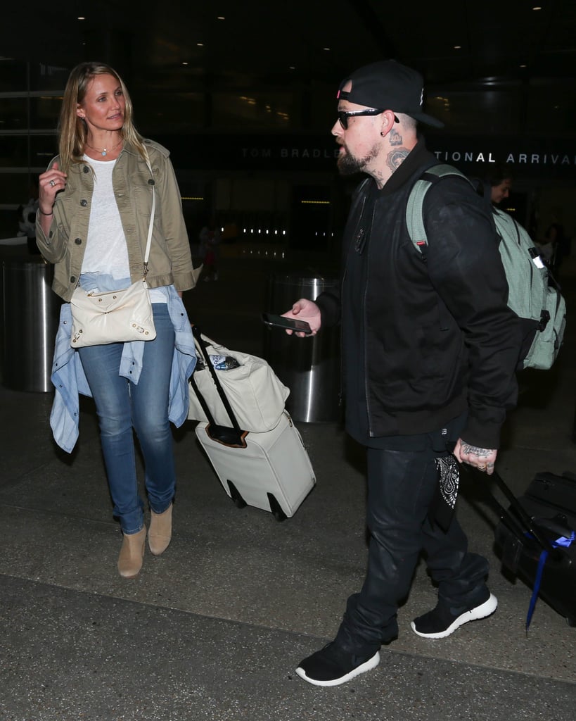 Cameron Diaz and Benji Madden Hold Hands LAX August 2015