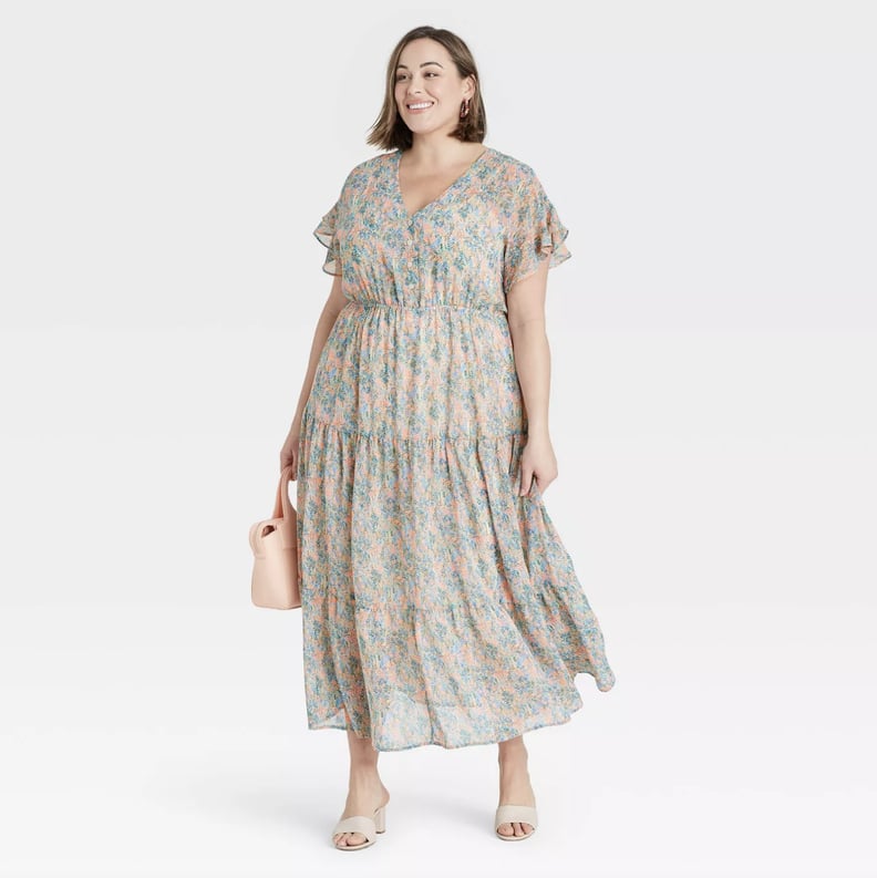 Ava & Viv Flutter Short Sleeve Chiffon Dress