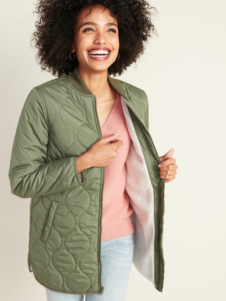 WaterResistant SherpaLined Quilted Jacket Best Old Navy Clothes For