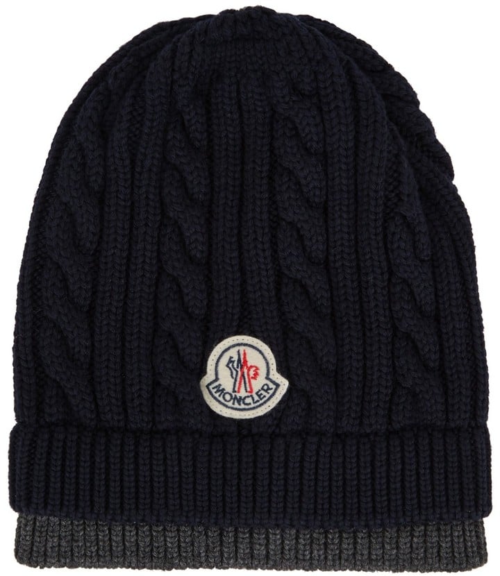 Moncler Navy Cable-Knit Wool Beanie