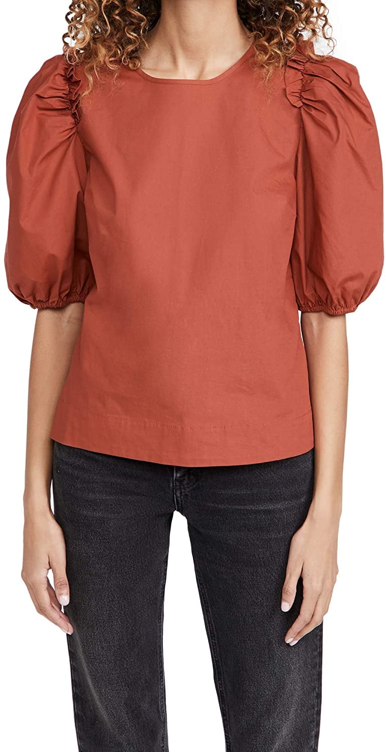 English Factory Poplin Puff Sleeve Top