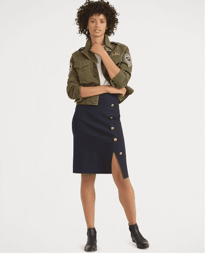 Ralph Lauren Button-Trim Pencil Skirt