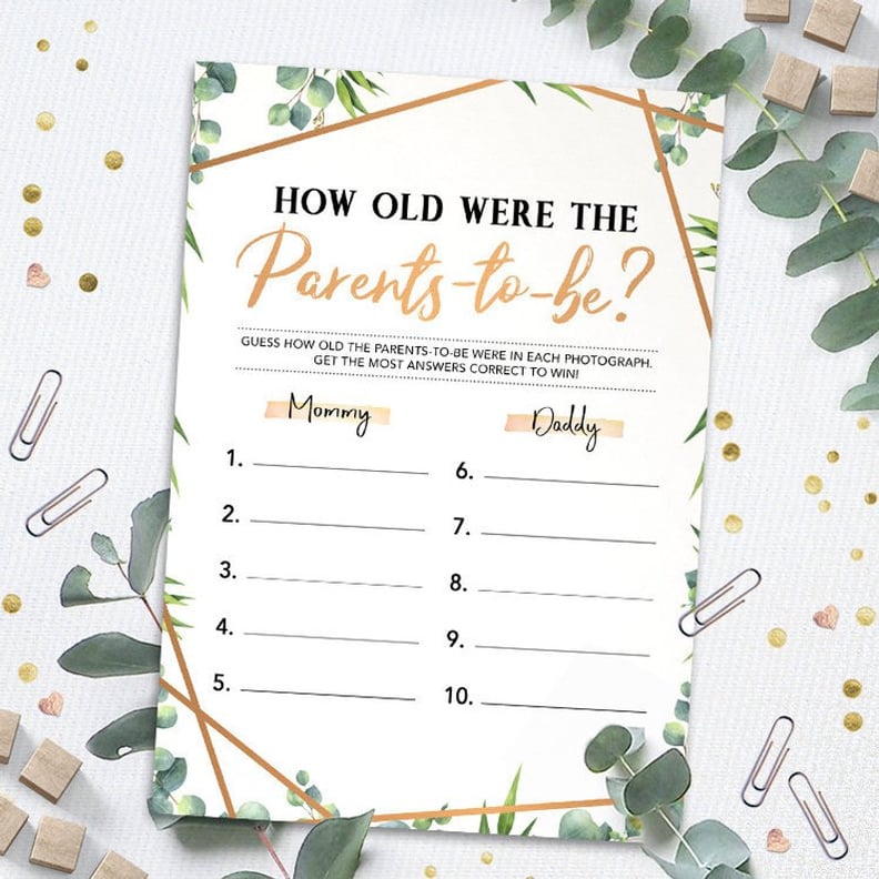 How Old Were the Parents-to-Be Printable Baby Shower Game