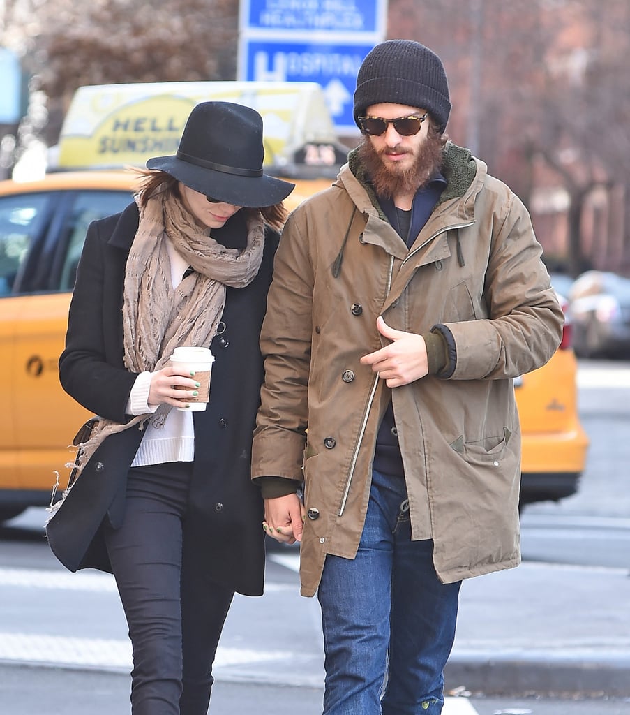 The couple held hands in NYC in December 2014.