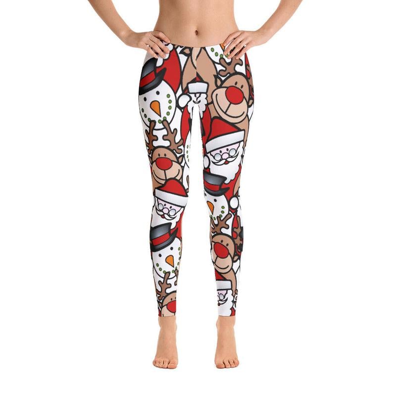 Women Christmas Pattern Trousers High Waist Strench Sports Leggings Skinny  Pants | eBay