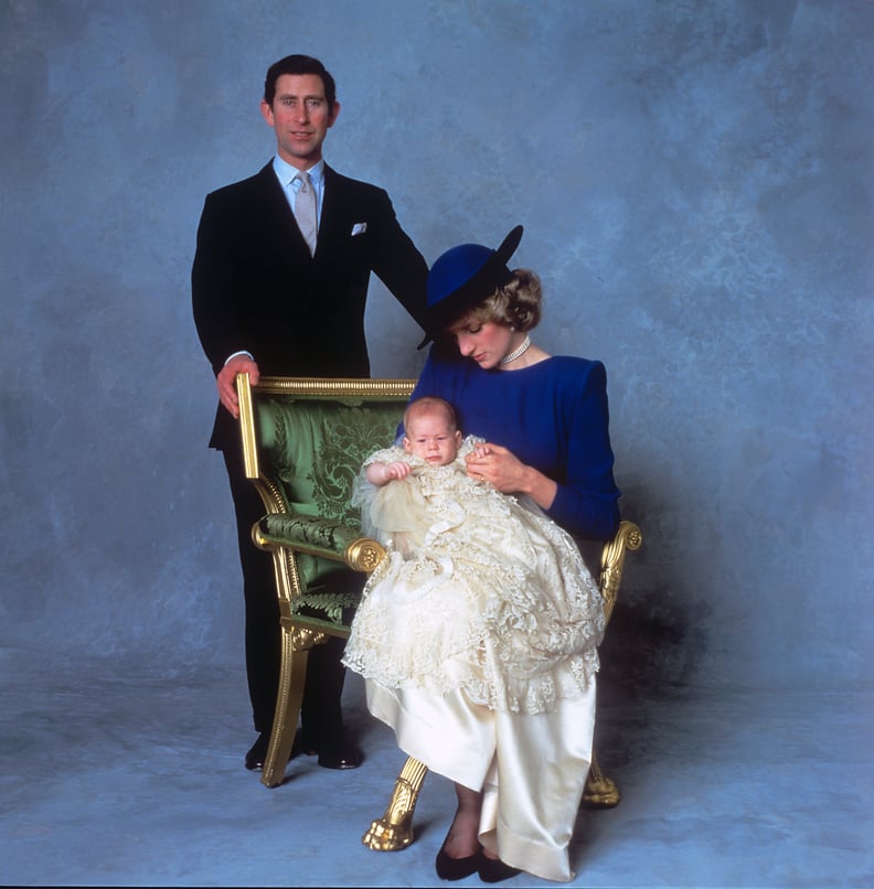 Prince Charles and Princess Diana With Prince Harry After His Christening