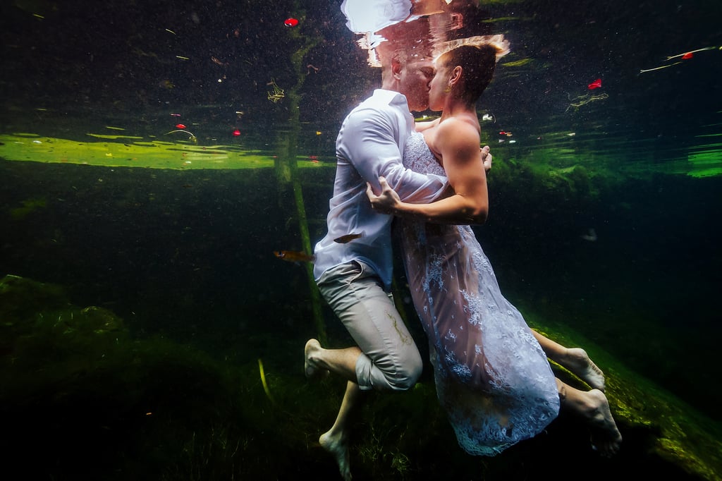 Underwater Trash-the-Wedding-Dress Shoot