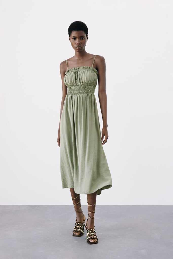 An Open Back Dress: Zara Elastic Detail Midi Dress