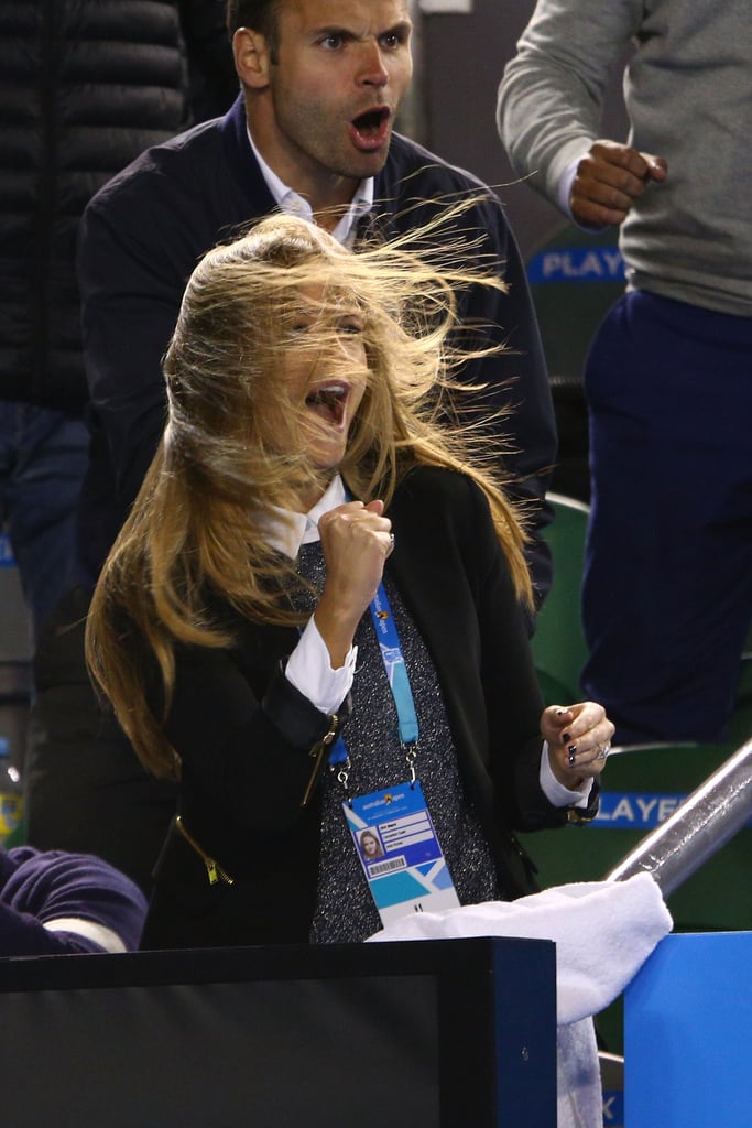 Kim Sears was almost completely blown away while cheering on her now-husband, Andy Murray, during the Australian Open in January 2015.