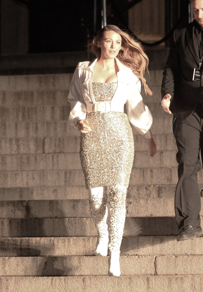 Blake Lively's Sequined Dress and Boots December 2018