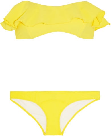 Lisa Marie Fernandez Natalie Flounce Ruffled Crepe Bandeau Bikini - Bright yellow