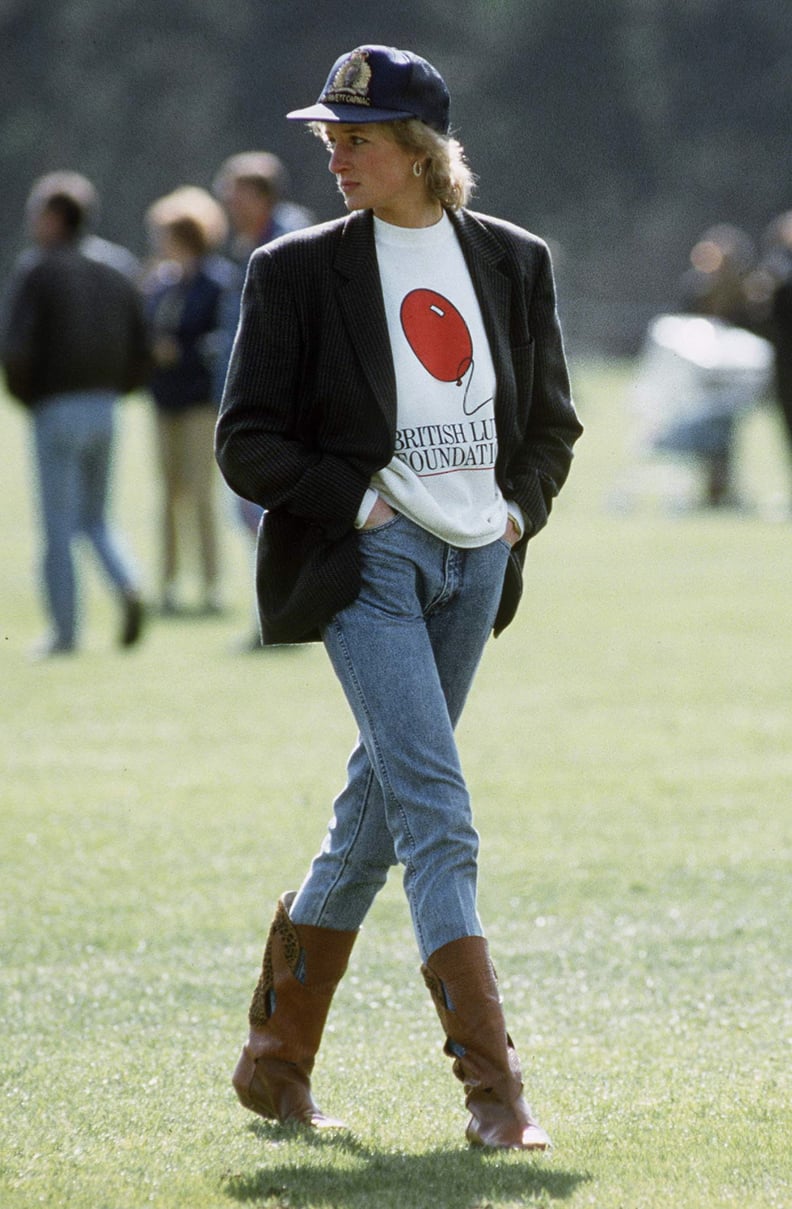 Princess Diana Wearing Jeans Tucked Into Boots in 1988