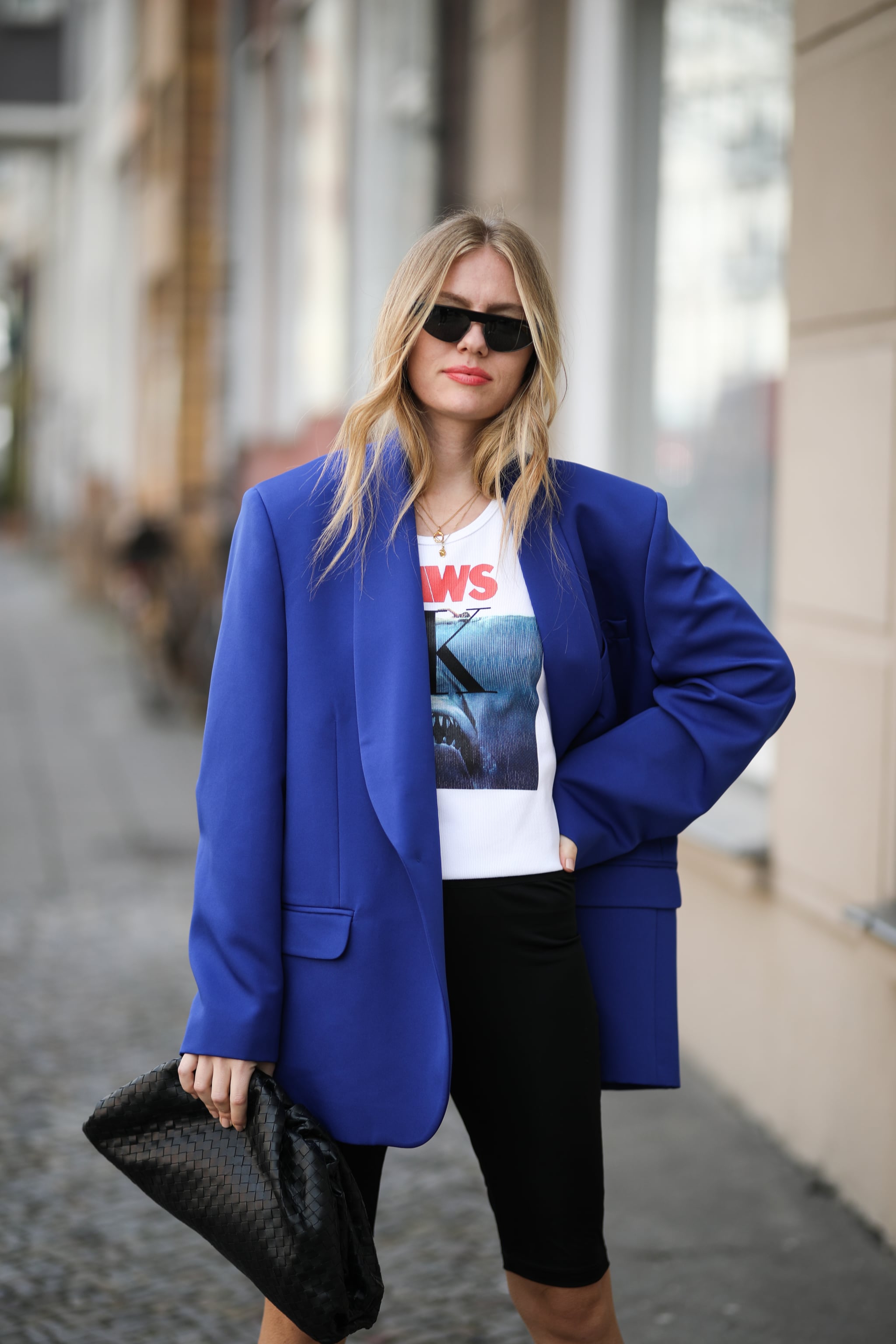 Dress up your favourite tee with biker shorts and a cool blazer., 37 Easy  Spring Outfits You'll Be Dying to Wear Every Day of the Week