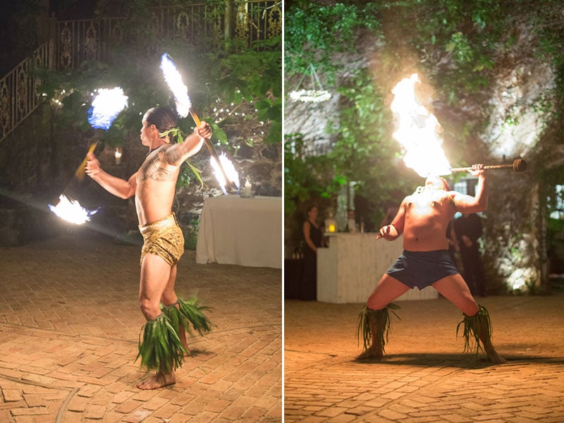 A tropical Hawaiian celebration calls for a full-blown luau with fire dancers.