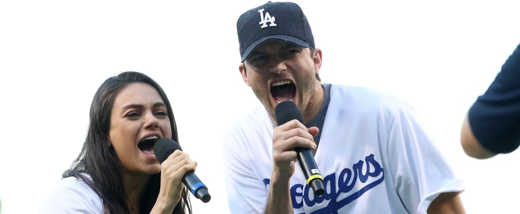 Ashton Kutcher and Mila Kunis at LA Dodgers Game Oct. 2016