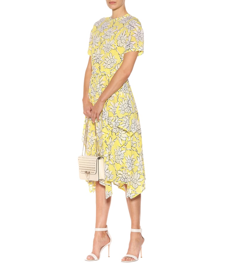 Valentino Floral-Print Short-Sleeve A-Line Midi Dress