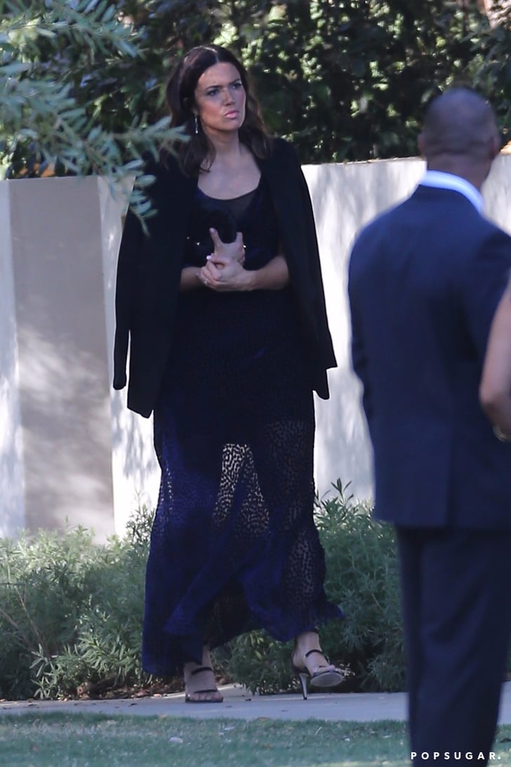Mandy Moore Black Dress At Justin Hartley S Wedding Popsugar Fashion