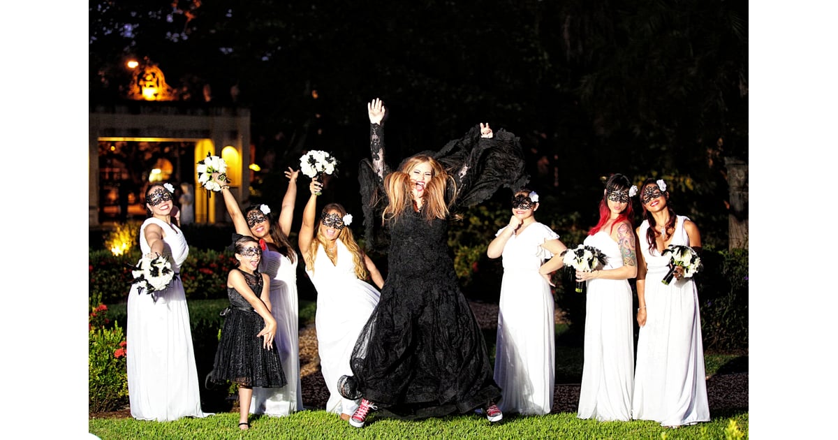 The Bride S Black Dress Was Complemented Beautifully By Bridesmaids Over 100 Bridesmaids From Real Weddings That Will Give You All The Inspiration Popsugar Love Sex Photo 77