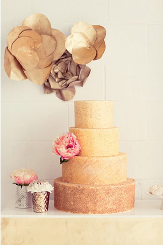 The shape of this cake is as unpretentious as it gets, but the gold color adds a striking touch.