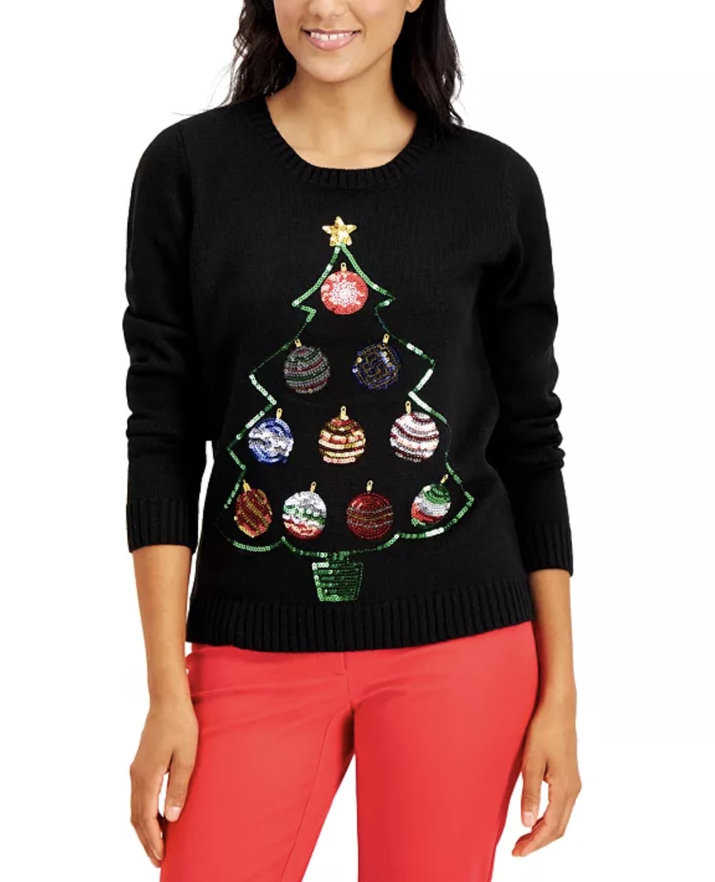 Karen Scott Sequin Ornament Sweater | 40 