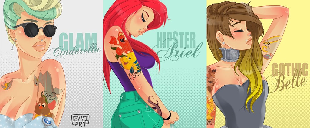 Disney Princesses With Tattoos and Piercings Artwork
