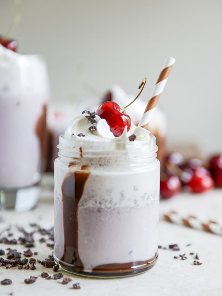 Roasted Cherry Bourbon Milkshakes With Hot Fudge