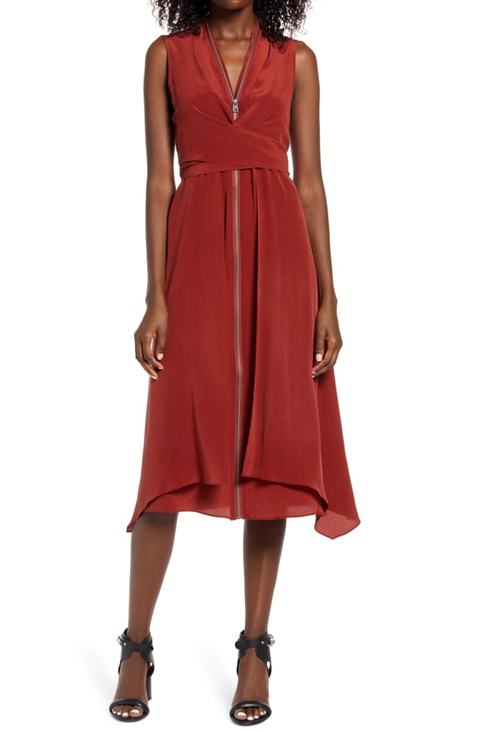 ALLSAINTS Jayda Exposed Zip Sleeveless Silk Dress