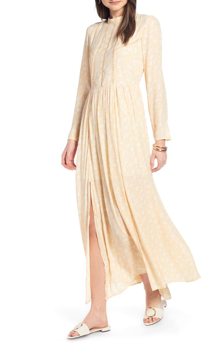navy maxi dress with sleeves