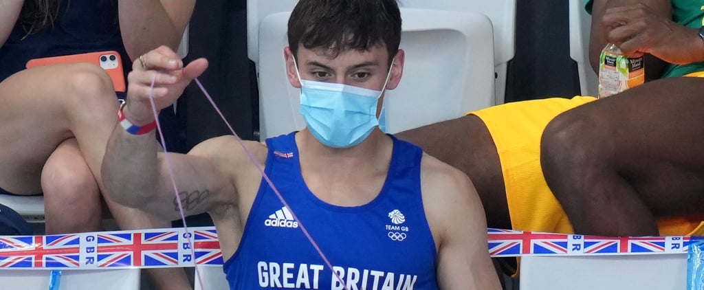 Tom Daley Seen Knitting in Stands at Tokyo Olympics | Photos