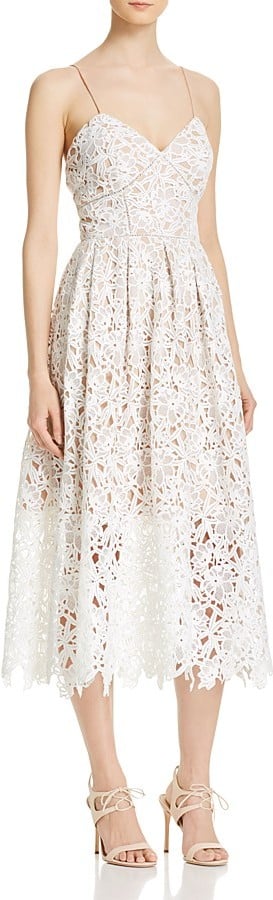 Avery G Lace Tea-Length Dress ($318)