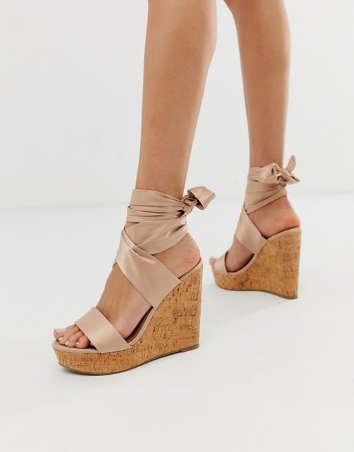 Asos Design Twist-Tie Cork Wedges