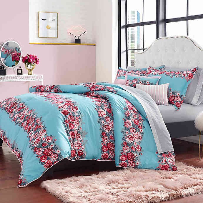 Betsey Johnson Banded Floral Comforter Bonus Set