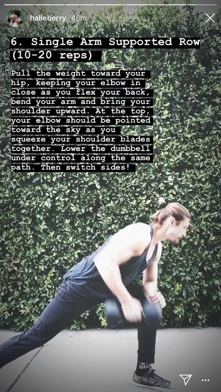 Single-Arm Supported Row | Halle Berry's Back Exercises With Dumbbells