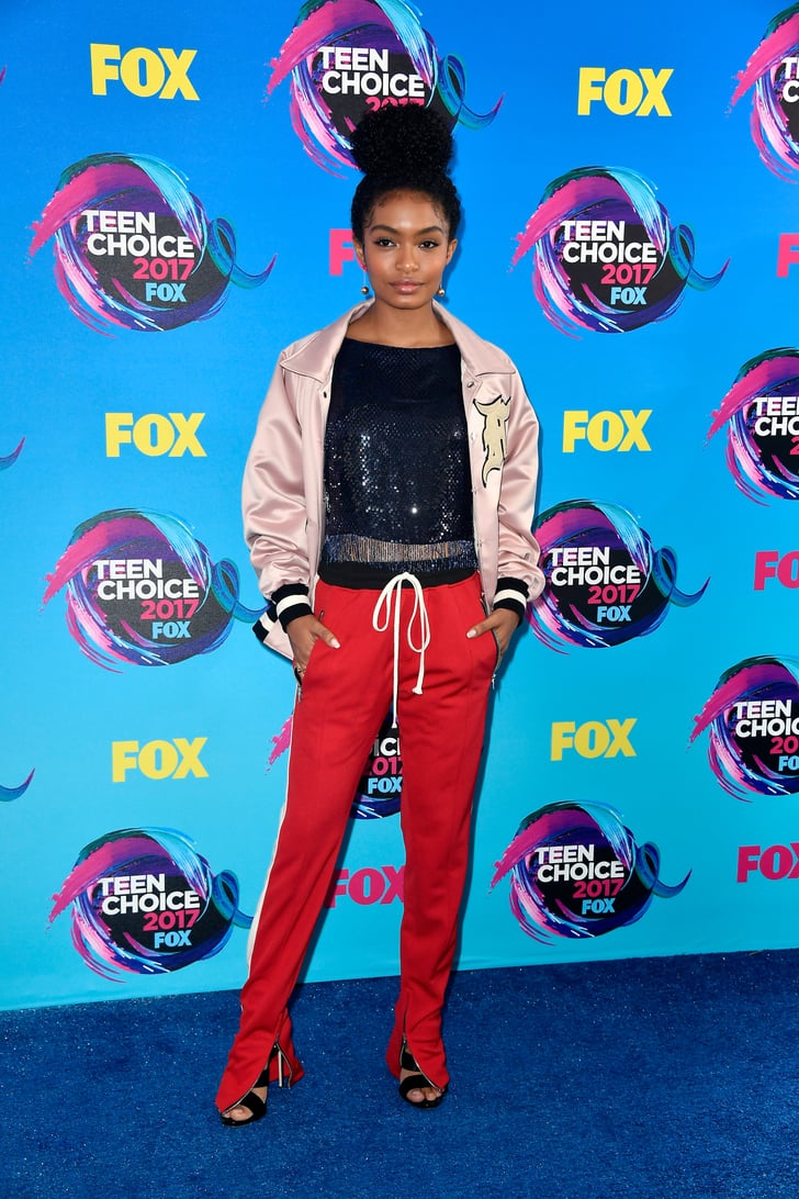 yara shahidi satin track pants