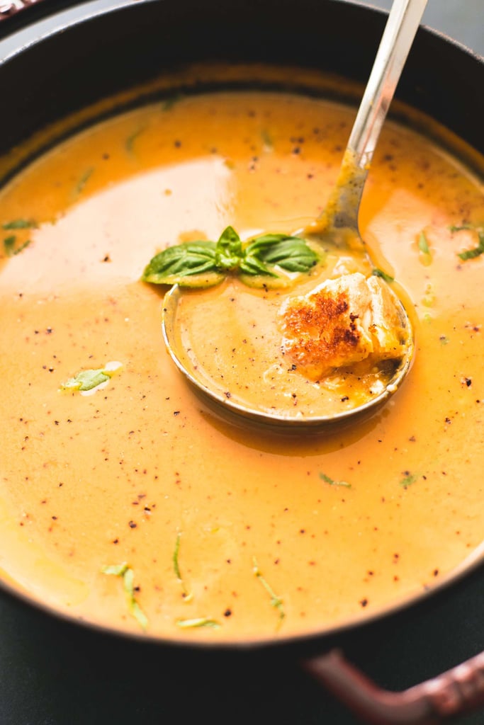 Pumpkin Soup With Grilled Cheese Croutons