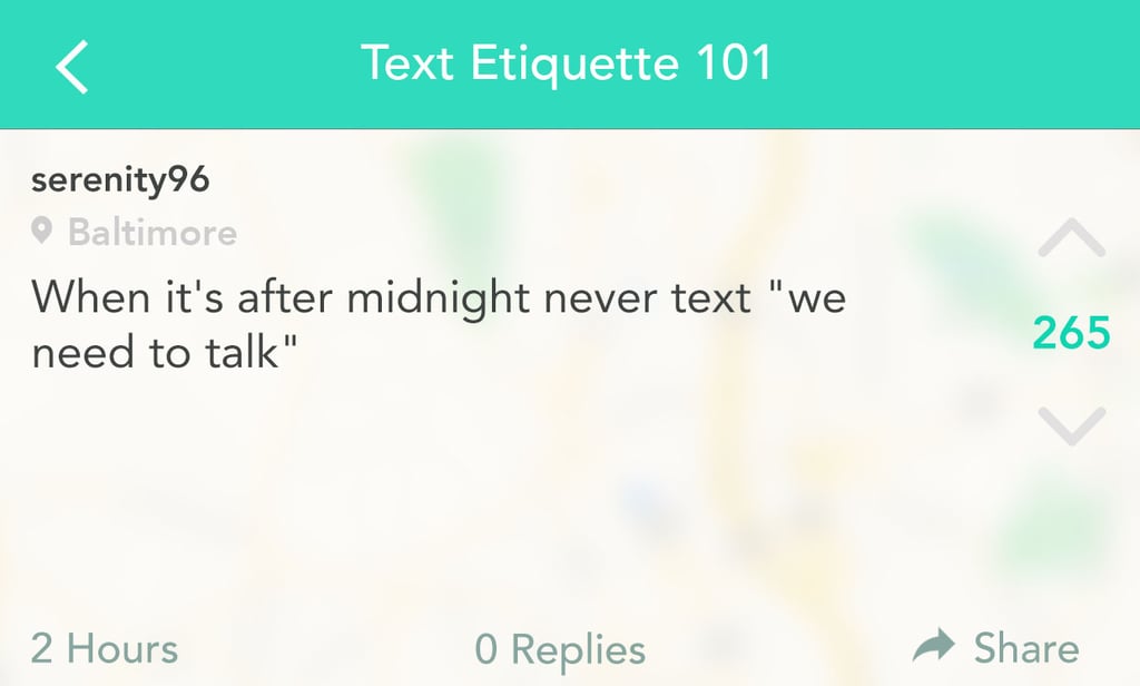 Thou shalt not have important conversations via texting past midnight.