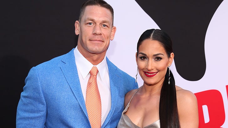 WESTWOOD, CA - APRIL 03:  John Cena (L) and Nikki Bella attend the premiere of Universal Pictures' 